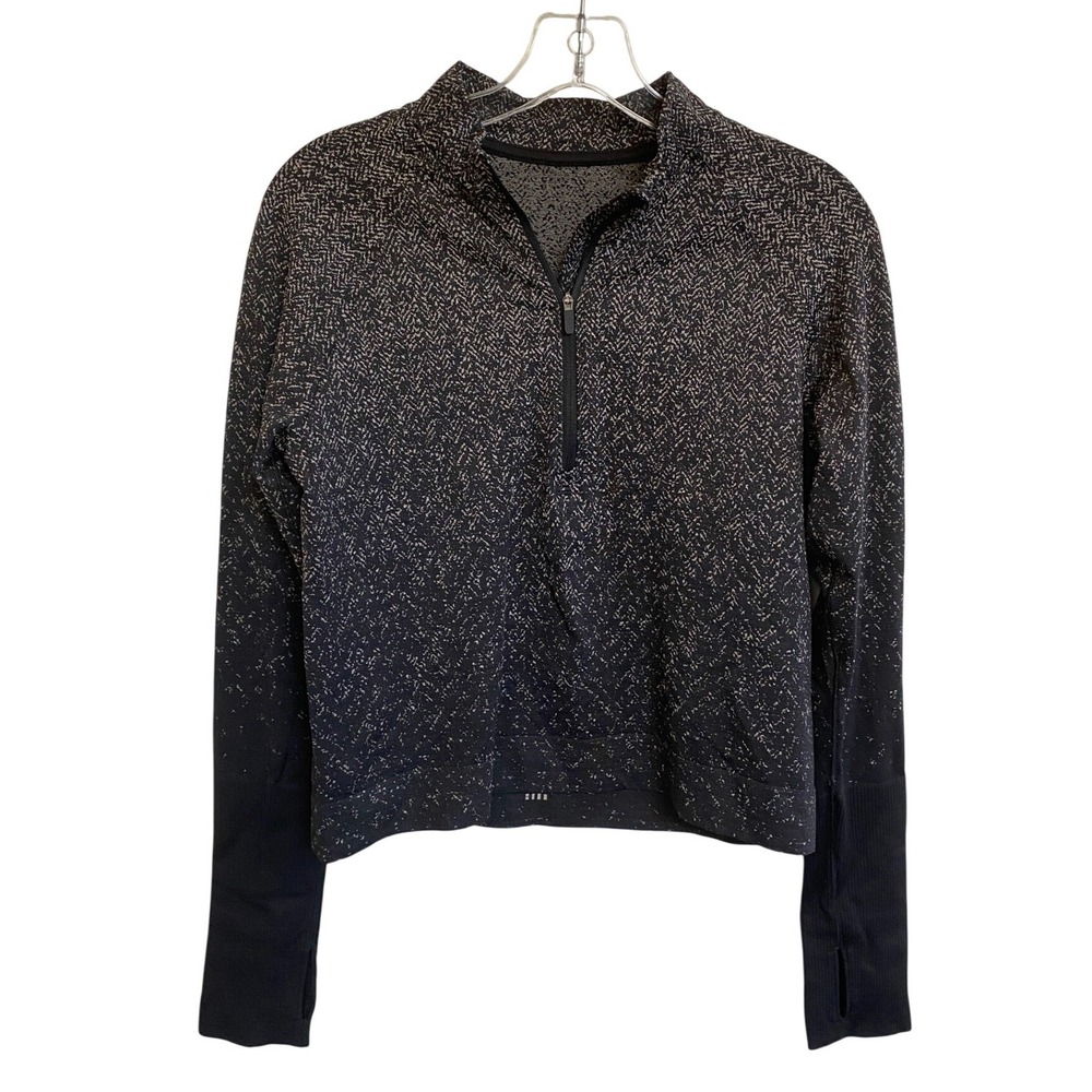 Lululemon Rest Less Half Zip Pullover Herringbone Black White Women Size 8‎ - Picture 2 of 13